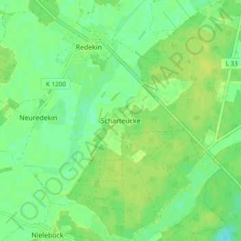 Topografische Karte Scharteucke, Höhe, Relief