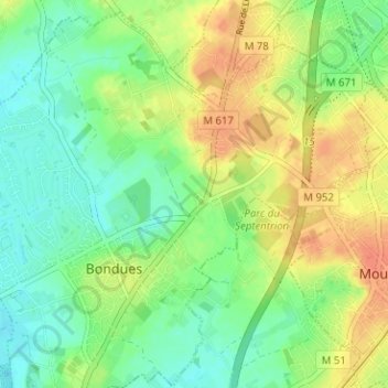 Topografische Karte Le Jambon, Höhe, Relief