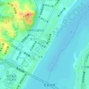 Topografische Karte 孔家, Höhe, Relief