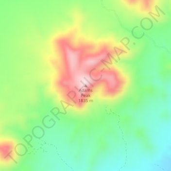 Topografische Karte Adams Peak, Höhe, Relief