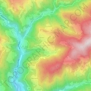 Topografische Karte Knappenberg, Höhe, Relief