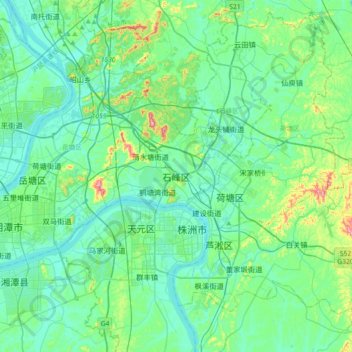 Topografische Karte 石峰区, Höhe, Relief