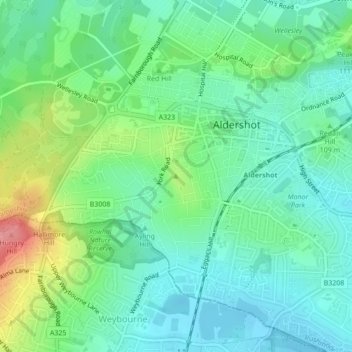 Topografische Karte Cargate Hill, Höhe, Relief