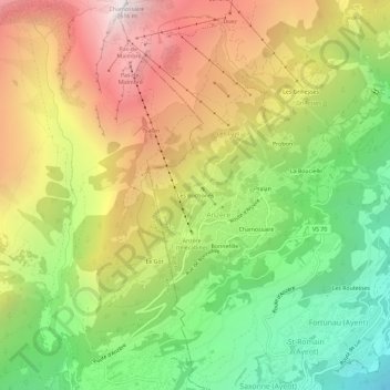 Topografische Karte Les Bochonès, Höhe, Relief