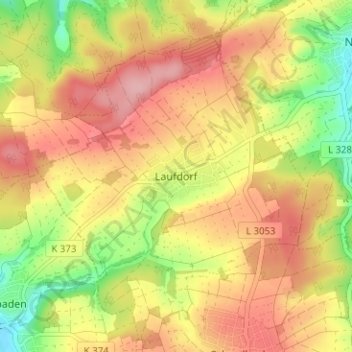 Topografische Karte Laufdorf, Höhe, Relief