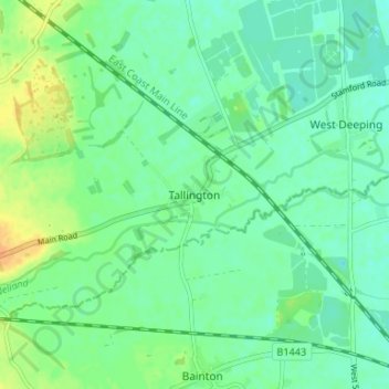 Topografische Karte Tallington, Höhe, Relief