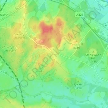 Topografische Karte Long Down, Höhe, Relief