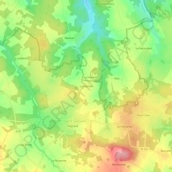Topografische Karte Lambertie, Höhe, Relief