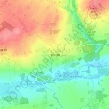 Topografische Karte Herskind, Höhe, Relief