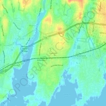 Topografische Karte Riverside, Höhe, Relief