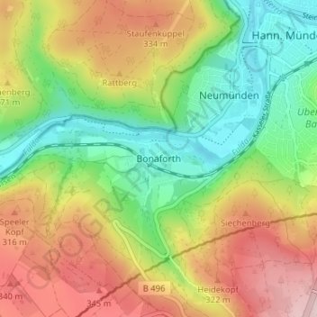 Topografische Karte Bonaforth, Höhe, Relief
