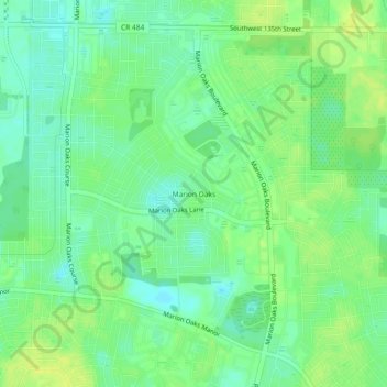 Topografische Karte Marion Oaks, Höhe, Relief