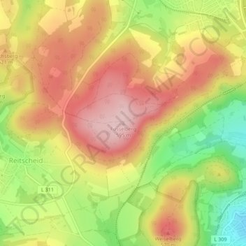 Topografische Karte Füsselberg, Höhe, Relief
