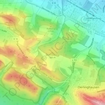 Topografische Karte Merkslohberg, Höhe, Relief