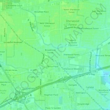 Topografische Karte Bell Fontaine, Höhe, Relief