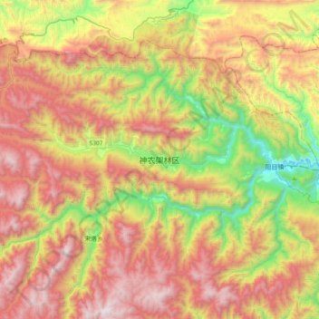 Topografische Karte 神农架林区, Höhe, Relief
