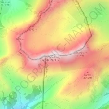Topografische Karte Schafberg, Höhe, Relief
