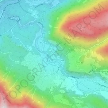 Topografische Karte Ambach, Höhe, Relief