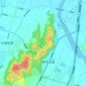 Topografische Karte 溶洞, Höhe, Relief