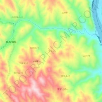 Topografische Karte 汉滩村, Höhe, Relief