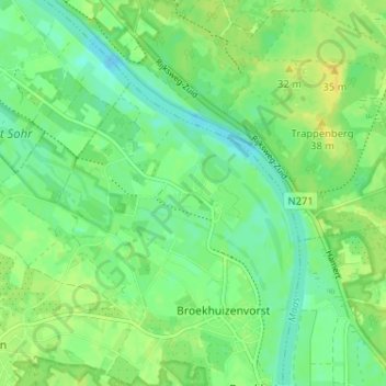 Topografische Karte Ooijen, Höhe, Relief