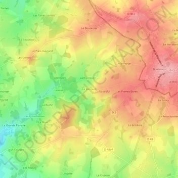 Topografische Karte Le Barraud, Höhe, Relief