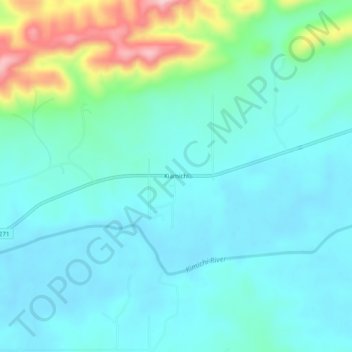 Topografische Karte Kiamichi, Höhe, Relief