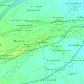 Topografische Karte Papanasam, Höhe, Relief