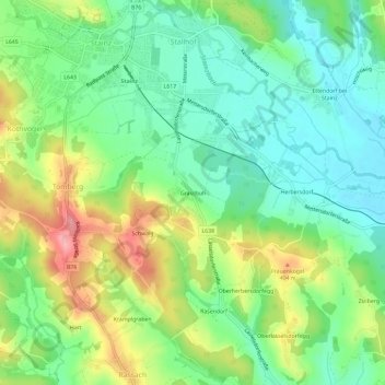 Topografische Karte Graschuh, Höhe, Relief