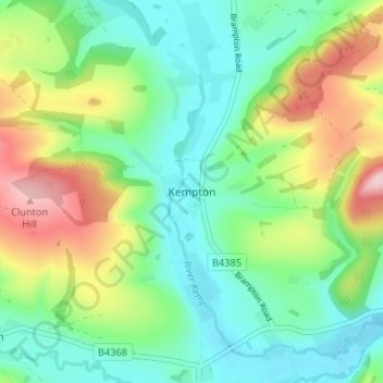 Topografische Karte Kempton, Höhe, Relief