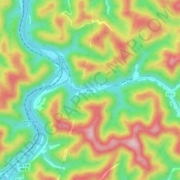 Topografische Karte Lory, Höhe, Relief