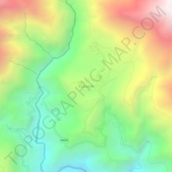 Topografische Karte Yuksom, Höhe, Relief