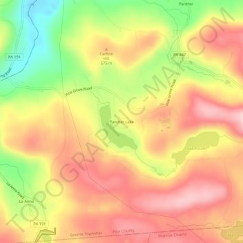 Topografische Karte Panther Lake, Höhe, Relief