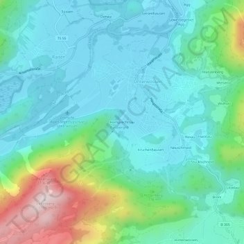 Topografische Karte Hamprechtsau, Höhe, Relief
