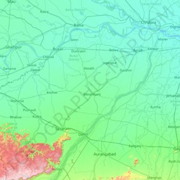 Topografische Karte Bhojpur, Höhe, Relief