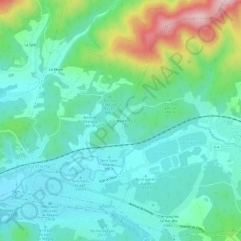Topografische Karte La Houillère, Höhe, Relief