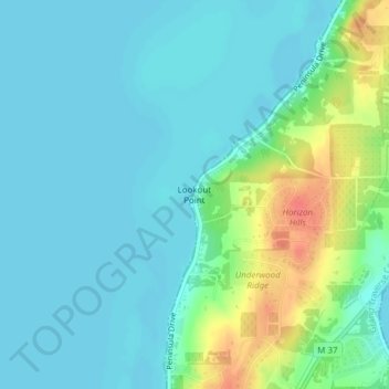 Topografische Karte Lookout Point, Höhe, Relief