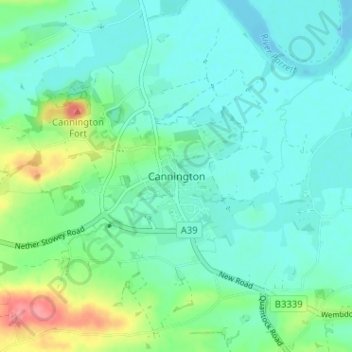 Topografische Karte Cannington, Höhe, Relief