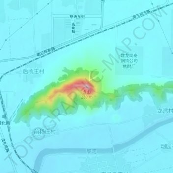 Topografische Karte 龙山, Höhe, Relief