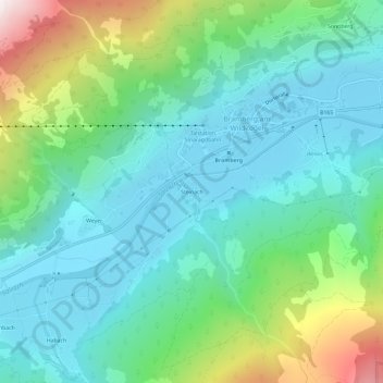 Topografische Karte Steinach, Höhe, Relief