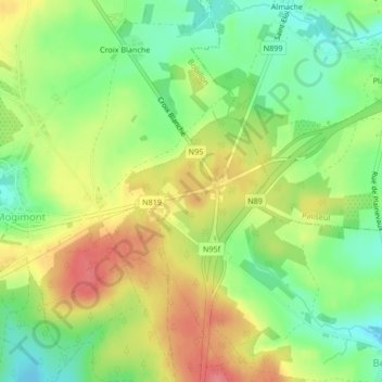 Topografische Karte Menuchenet, Höhe, Relief
