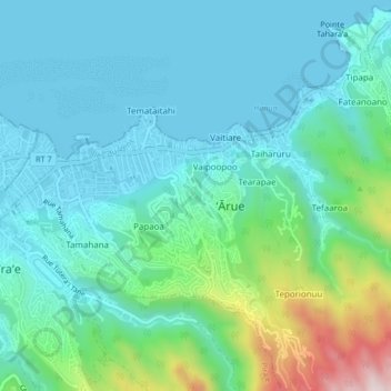 Topografische Karte Faretoo, Höhe, Relief