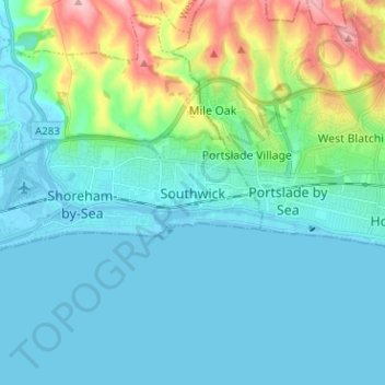 Topografische Karte Southwick, Höhe, Relief