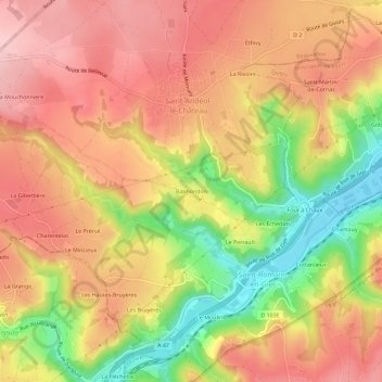Topografische Karte Balmondon, Höhe, Relief