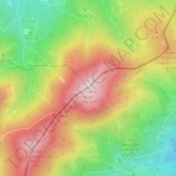 Topografische Karte Cabeza Líjar, Höhe, Relief