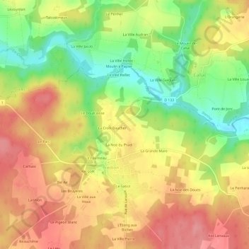 Topografische Karte Bauvais, Höhe, Relief