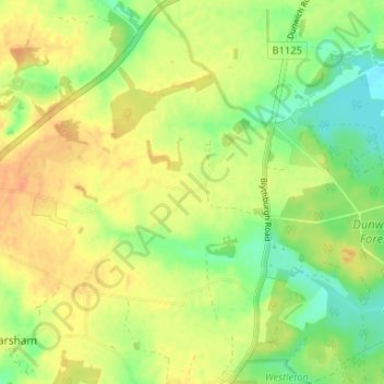 Topografische Karte Hinton, Höhe, Relief