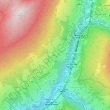 Topografische Karte Pleßnitz, Höhe, Relief