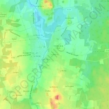 Topografische Karte Le Pierray, Höhe, Relief