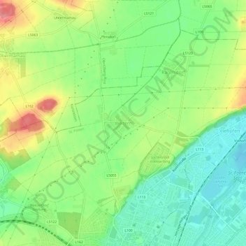 Topografische Karte Weitern, Höhe, Relief